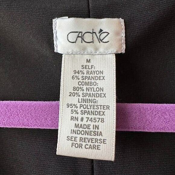 Cache Dress Womens Medium Y2K Black Surplice Mesh Cocktail Long Sleeve *Washwear - Picture 3 of 5